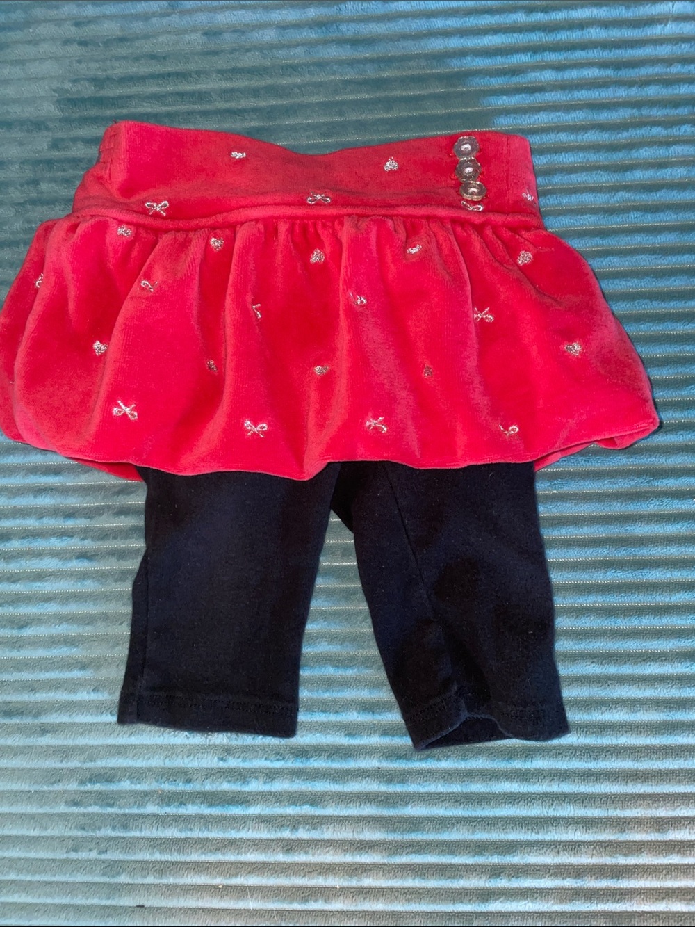 Small Wonders 3-6 mos black & red velour skort